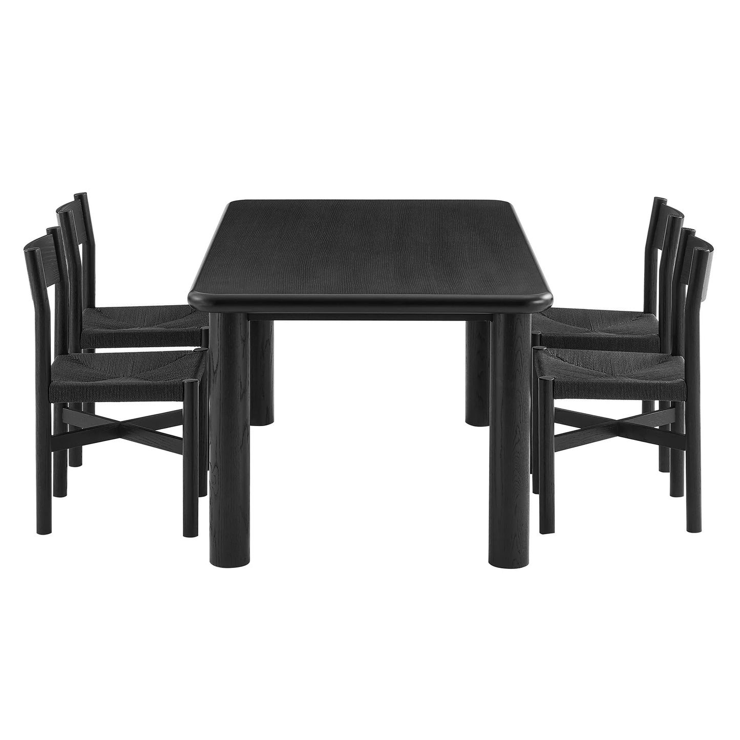 Alvia 5‑Piece Oak Wood Dining Table and Chairs Set