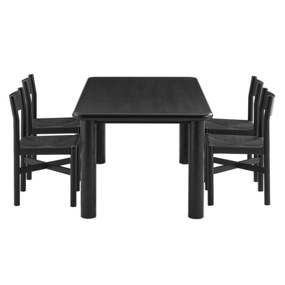 Alvia 5‑Piece Oak Wood Dining Table and Chairs Set
