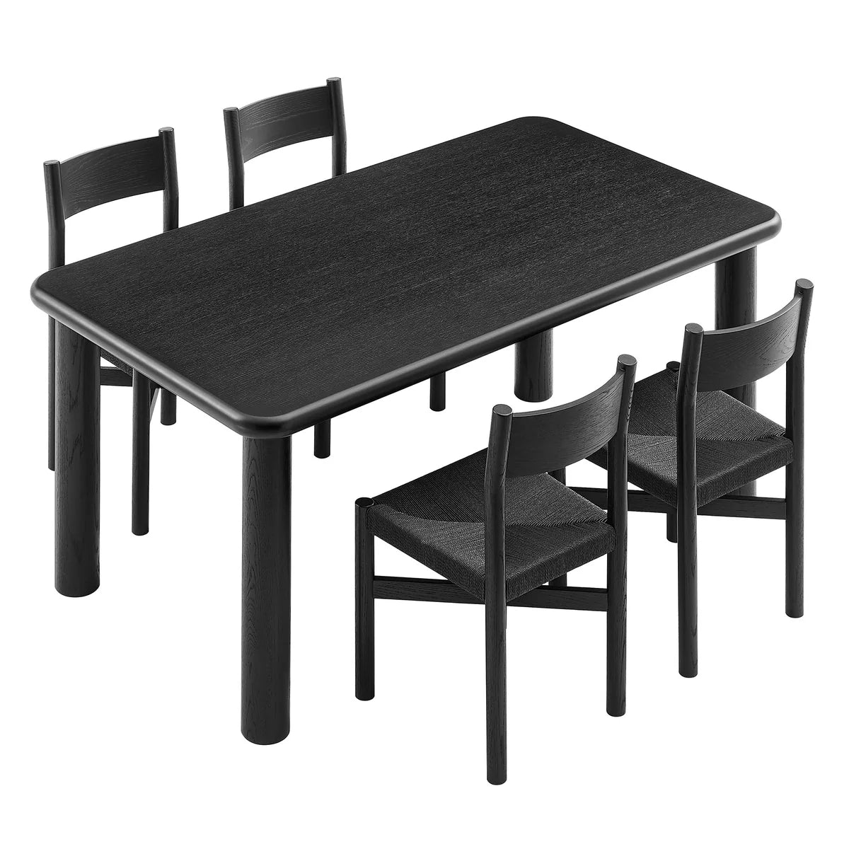 Alvia 5‑Piece Oak Wood Dining Table and Chairs Set