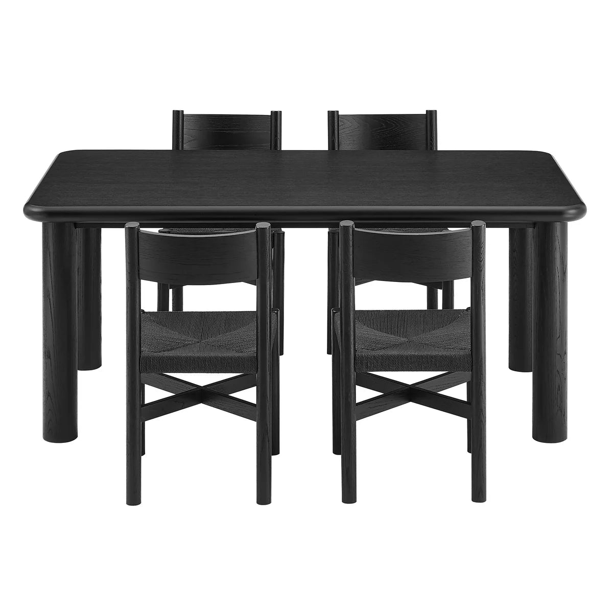 Alvia 5‑Piece Oak Wood Dining Table and Chairs Set