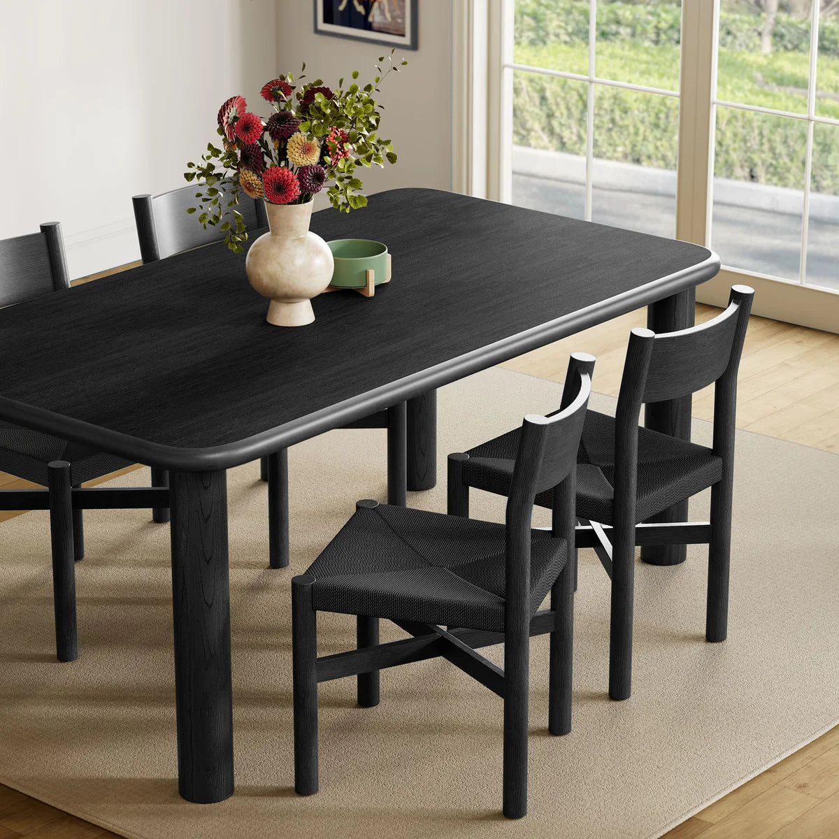 Alvia 5‑Piece Oak Wood Dining Table and Chairs Set
