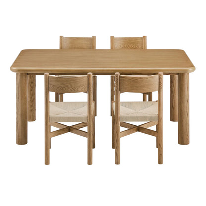 Alvia 5‑Piece Oak Wood Dining Table and Chairs Set