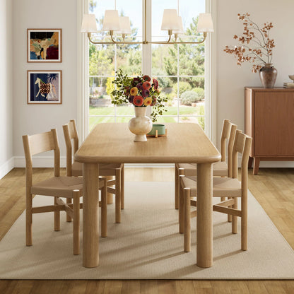 Alvia 5‑Piece Oak Wood Dining Table and Chairs Set