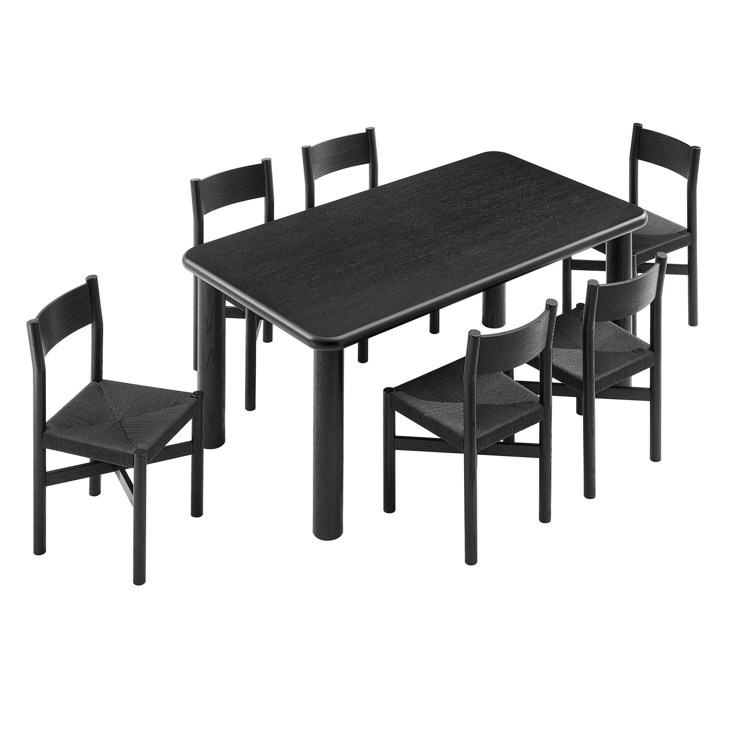 Alvia 7‑Piece Oak Wood Dining Table and Chairs Set