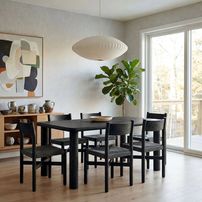 Alvia 7‑Piece Oak Wood Dining Table and Chairs Set