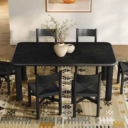 Alvia 7‑Piece Oak Wood Dining Table and Chairs Set