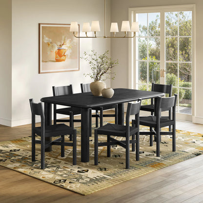 Alvia 7‑Piece Oak Wood Dining Table and Chairs Set