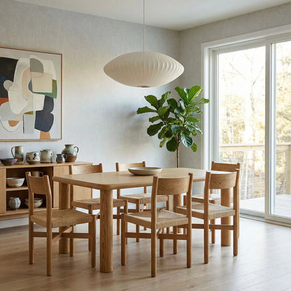 Alvia 7‑Piece Oak Wood Dining Table and Chairs Set