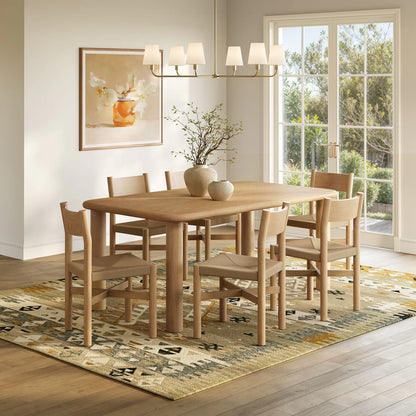 Alvia 7‑Piece Oak Wood Dining Table and Chairs Set