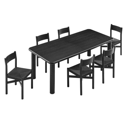 Alvia 7‑Piece Oak Wood Extendable Dining Table and Chairs Set