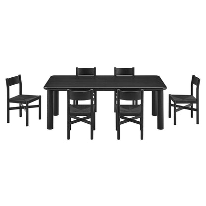 Alvia 7‑Piece Oak Wood Extendable Dining Table and Chairs Set