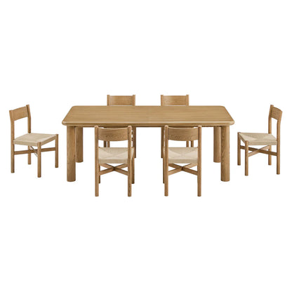 Alvia 7‑Piece Oak Wood Extendable Dining Table and Chairs Set