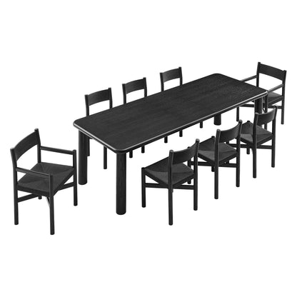 Alvia 9‑Piece Oak Wood Extendable Dining Table and Chairs Set