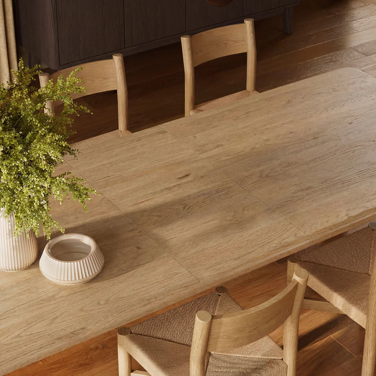 Alvia 9‑Piece Oak Wood Extendable Dining Table and Chairs Set