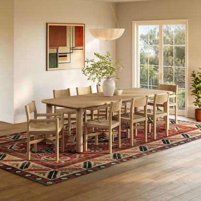 Alvia 9‑Piece Oak Wood Extendable Dining Table and Chairs Set