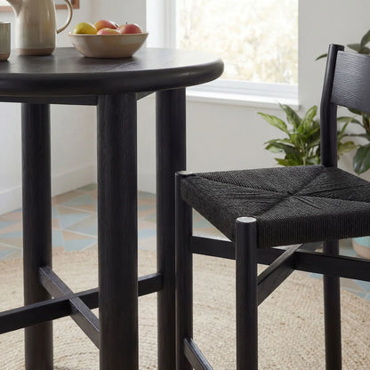 Alvia 3‑Piece Round Oak Wood Bar Table and Bar Stools Set