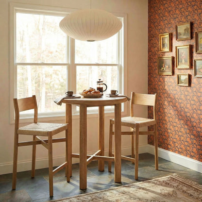 Alvia 3‑Piece Round Oak Wood Bar Table and Bar Stools Set