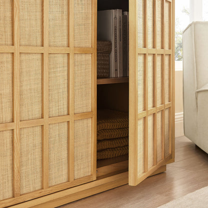 Aiko 39 Inch Japandi Accent Cabinet in Light Oak