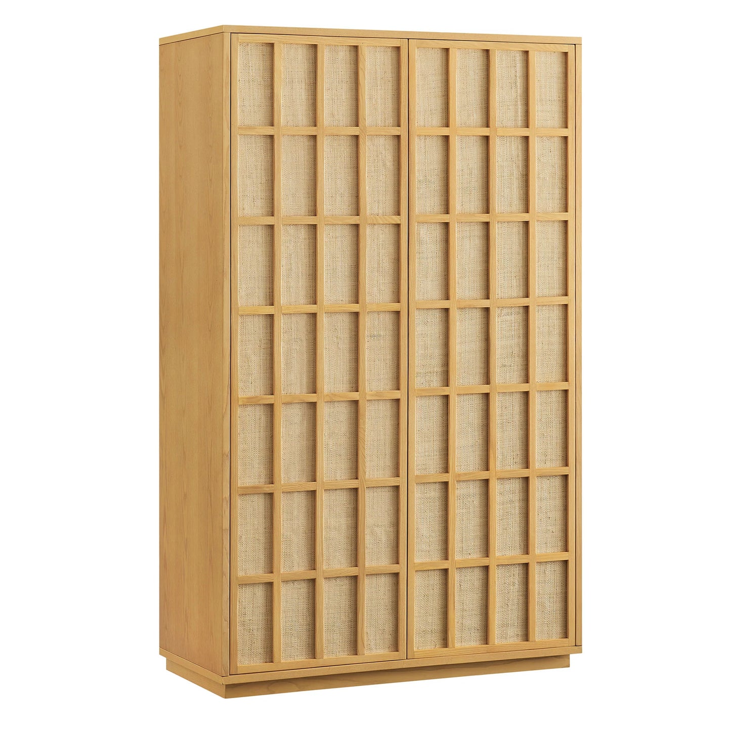 Aiko 64 Inch Tall Japandi Storage Cabinet in Light Oak