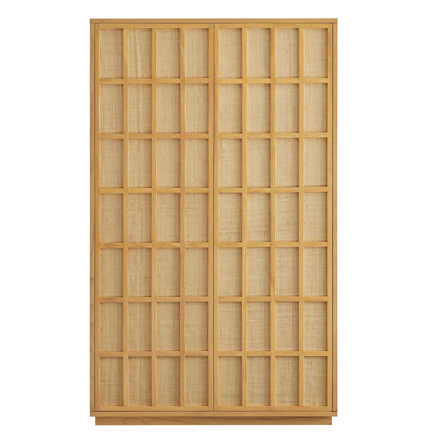 Aiko 64 Inch Tall Japandi Storage Cabinet in Light Oak