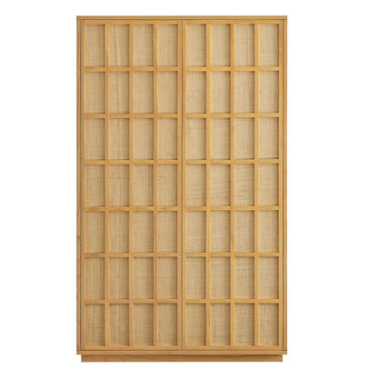 Aiko 64 Inch Tall Japandi Storage Cabinet in Light Oak