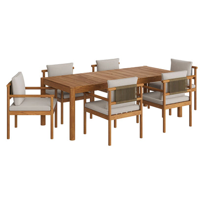 Eleni 7 Piece Outdoor Patio Teak Wood Dining Set