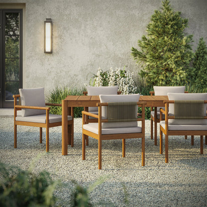 Eleni 7 Piece Outdoor Patio Teak Wood Dining Set