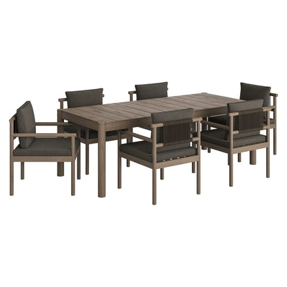 Eleni 7 Piece Outdoor Patio Teak Wood Dining Set