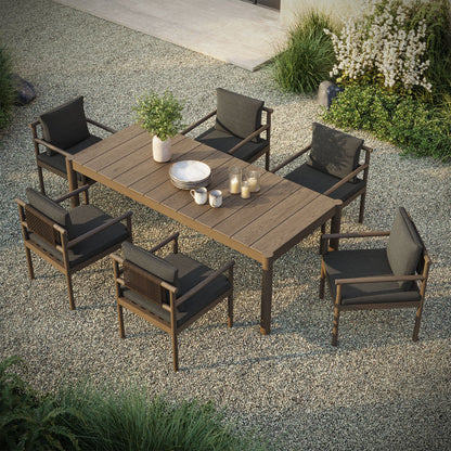Eleni 7 Piece Outdoor Patio Teak Wood Dining Set