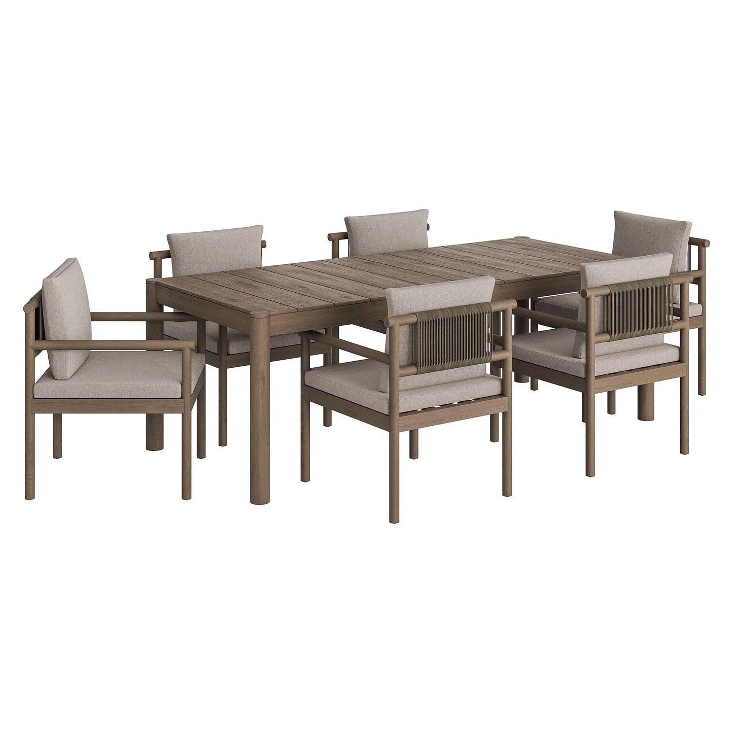 Eleni 7 Piece Outdoor Patio Teak Wood Dining Set
