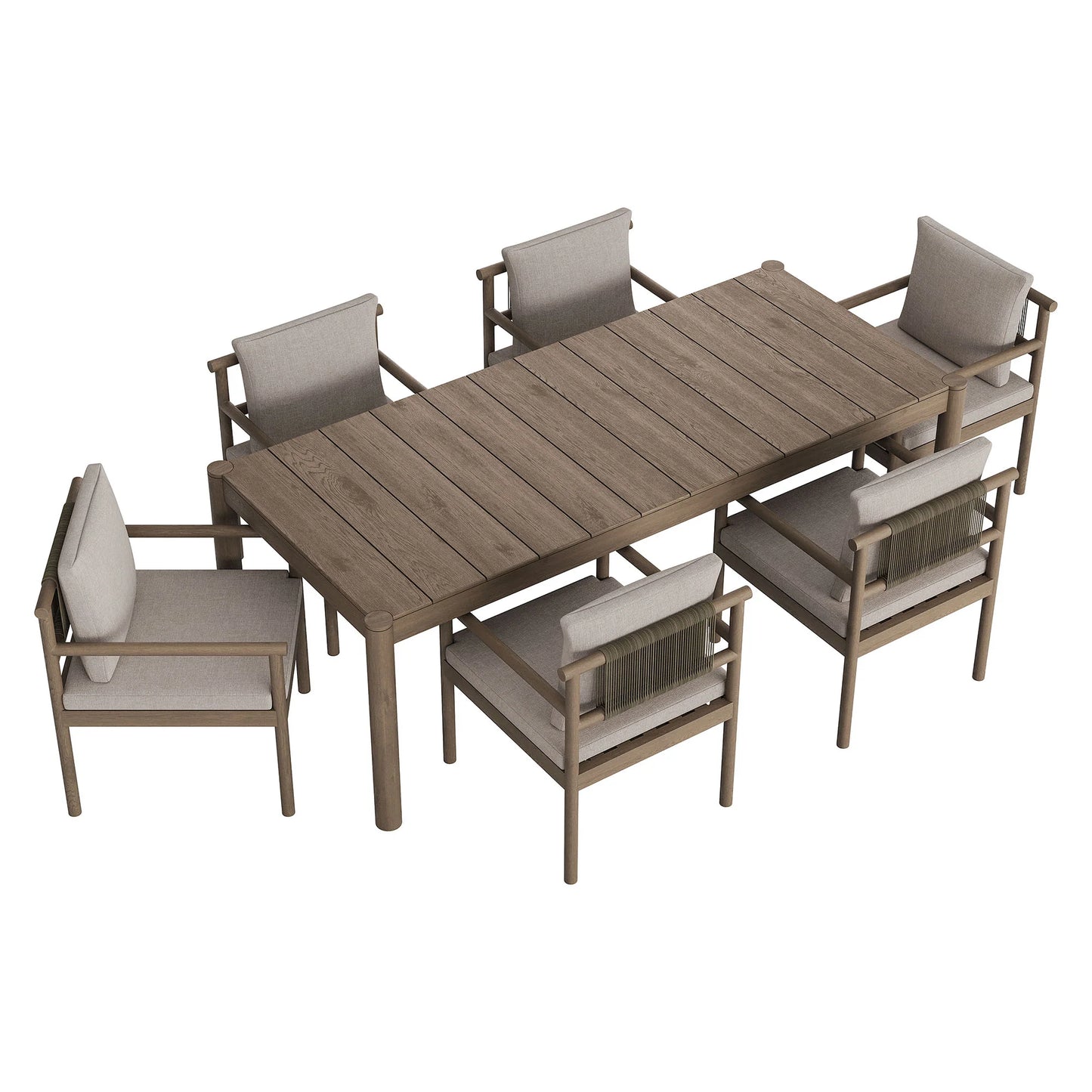 Eleni 7 Piece Outdoor Patio Teak Wood Dining Set