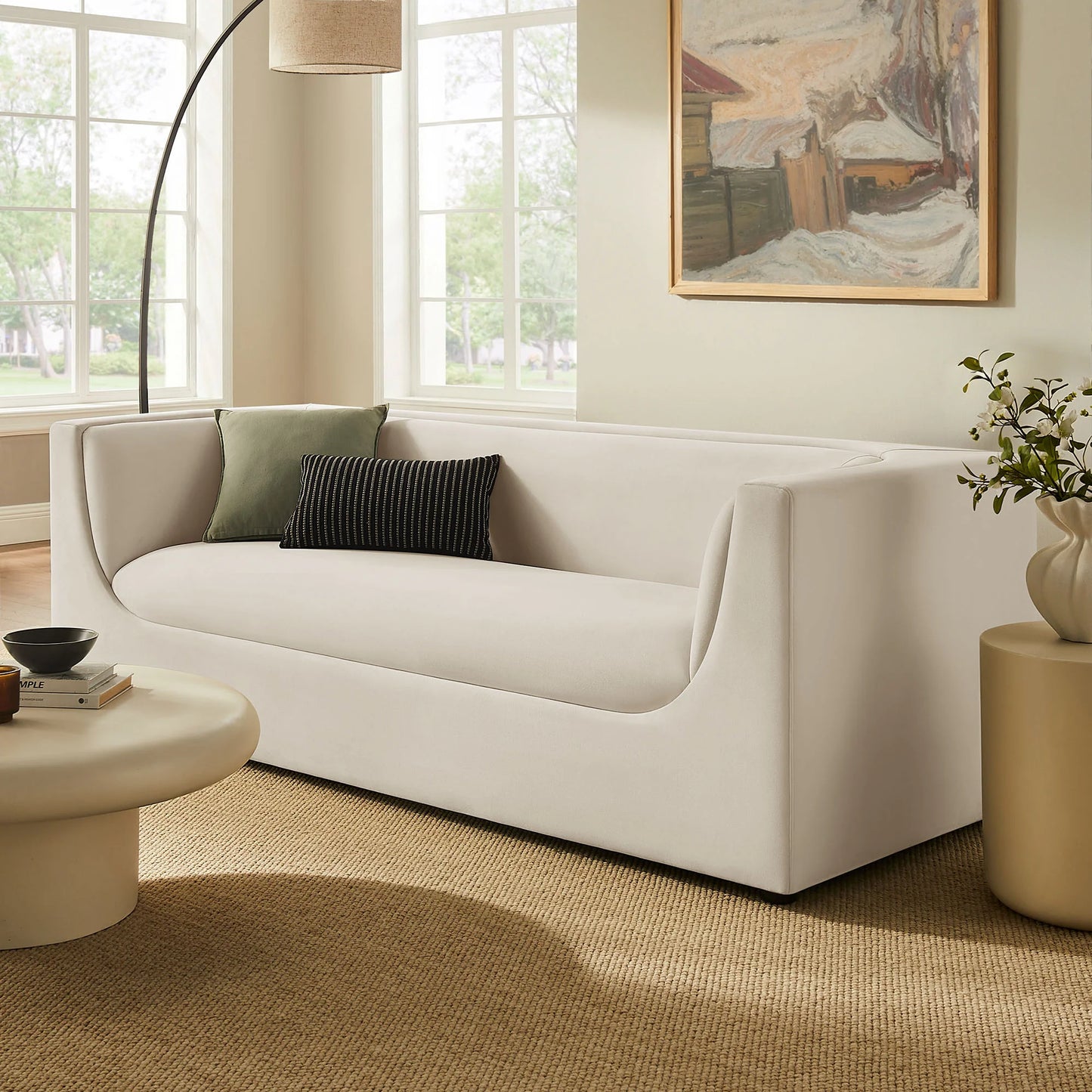Hilda 86" Curved Back Performance Velvet Sofa