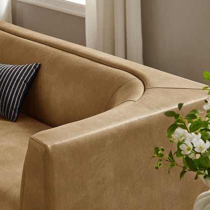 Hilda 86" Curved Back Vegan Leather Sofa