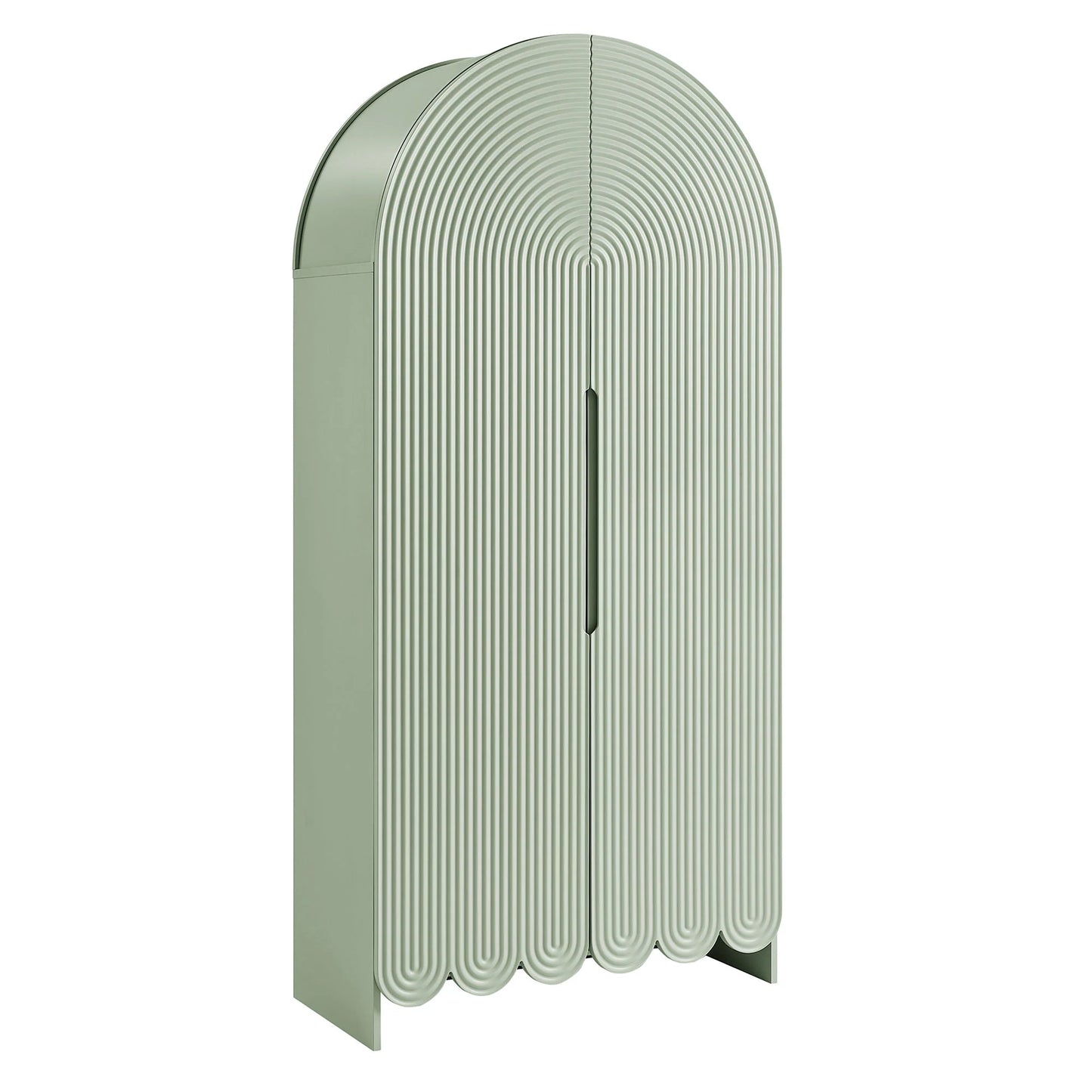 Dahlia 78 Inch Fluted and Scalloped Arched Storage Cabinet