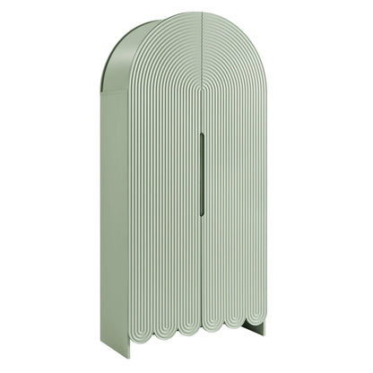 Dahlia 78 Inch Fluted and Scalloped Arched Storage Cabinet