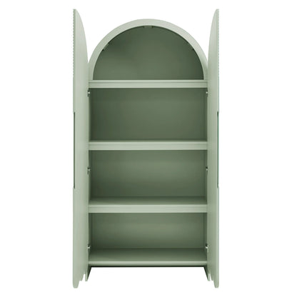 Dahlia 78 Inch Fluted and Scalloped Arched Storage Cabinet