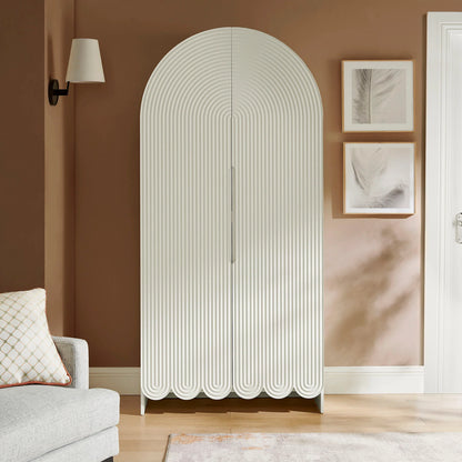 Dahlia 78 Inch Fluted and Scalloped Arched Storage Cabinet