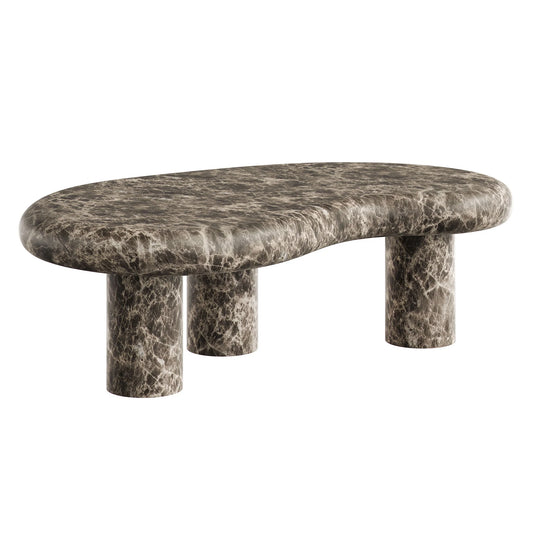 Elowen Outdoor Faux Marble Coffee Table in Dark Emperador Marble