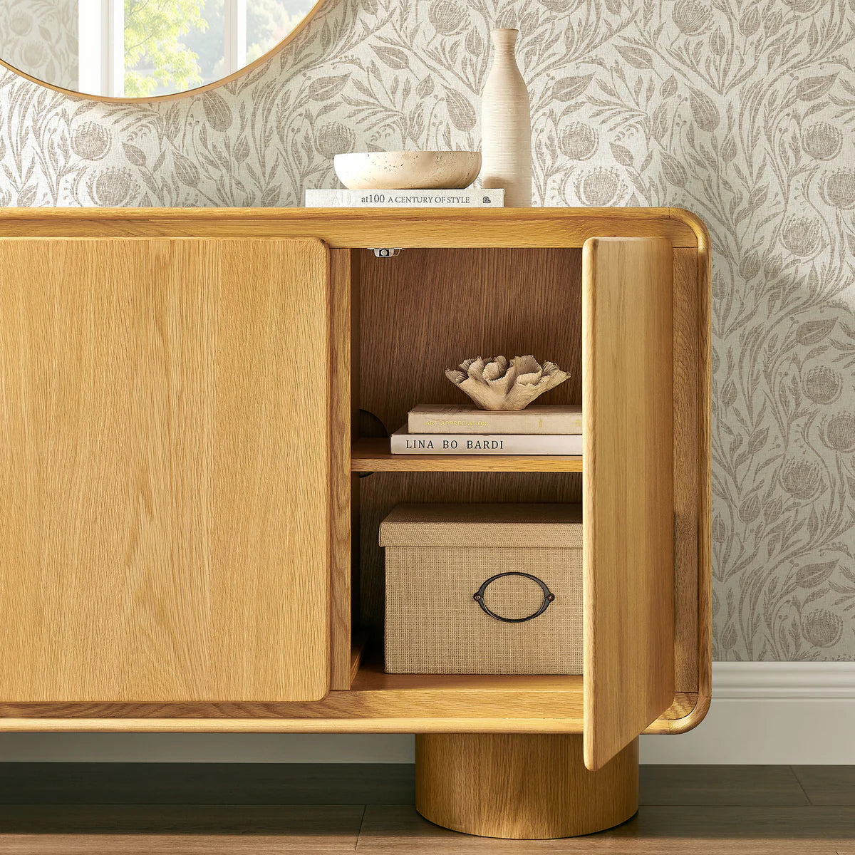 Lumo Modern Curved Edge 3‑Door Cabinet