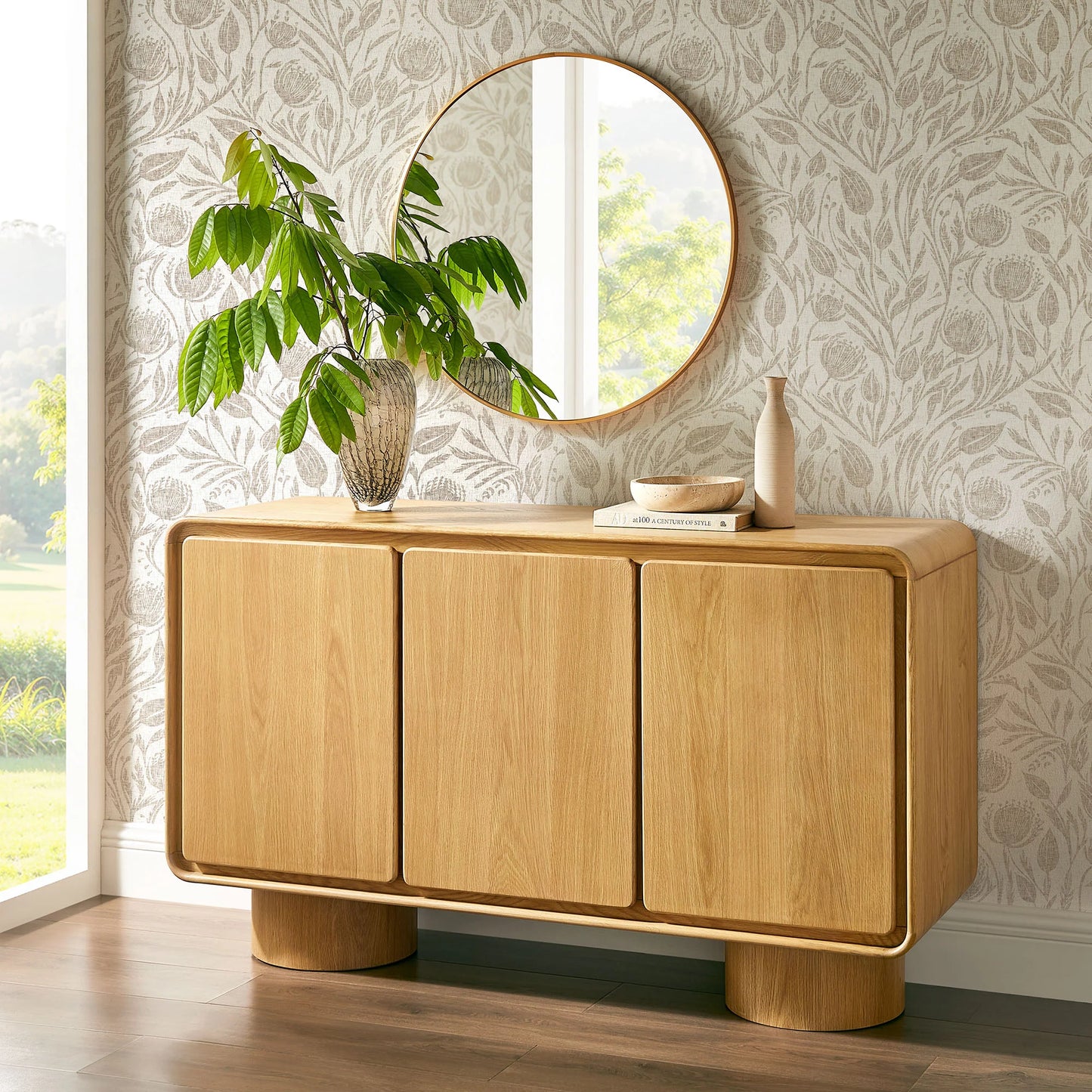 Lumo Modern Curved Edge 3‑Door Cabinet