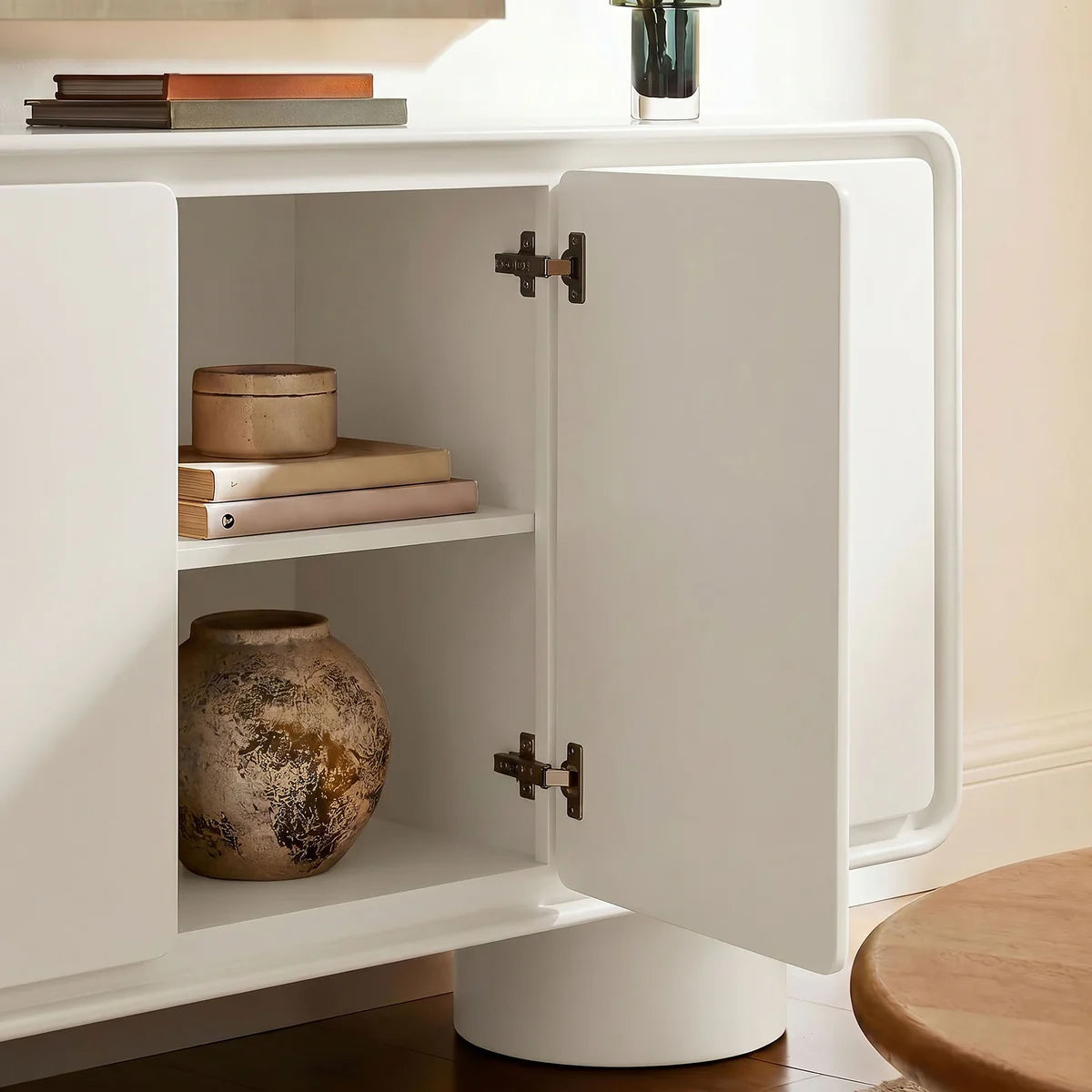 Lumo Modern Curved Edge 3‑Door Cabinet