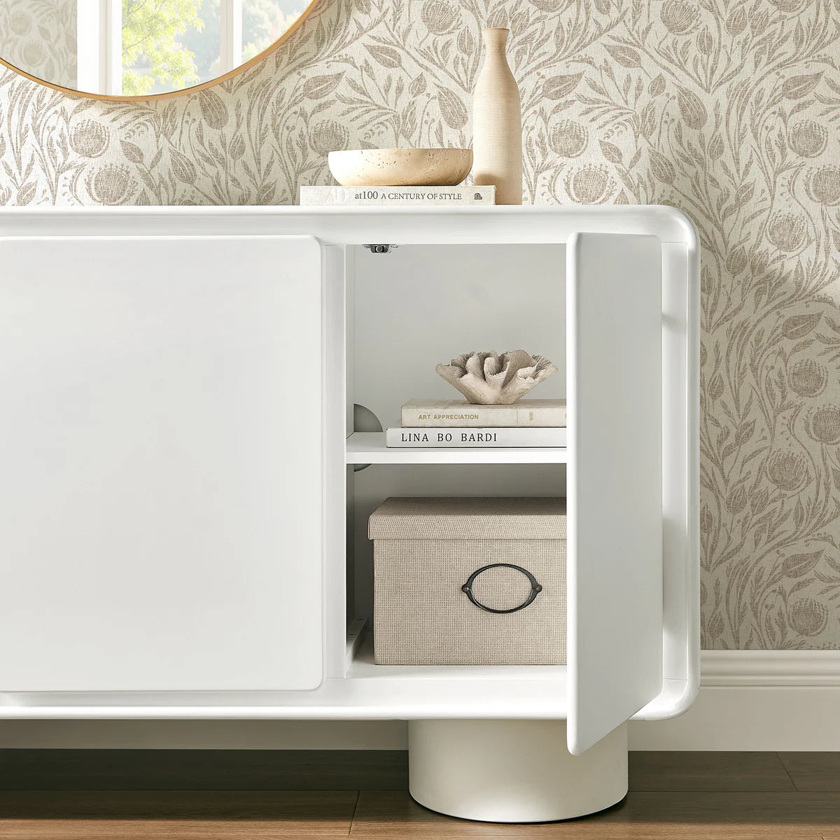 Lumo Modern Curved Edge 3‑Door Cabinet