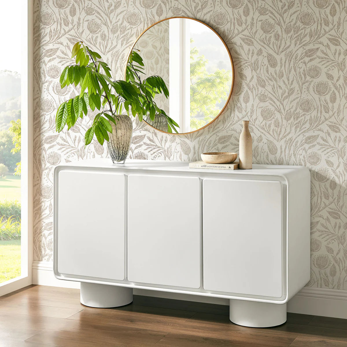 Lumo Modern Curved Edge 3‑Door Cabinet