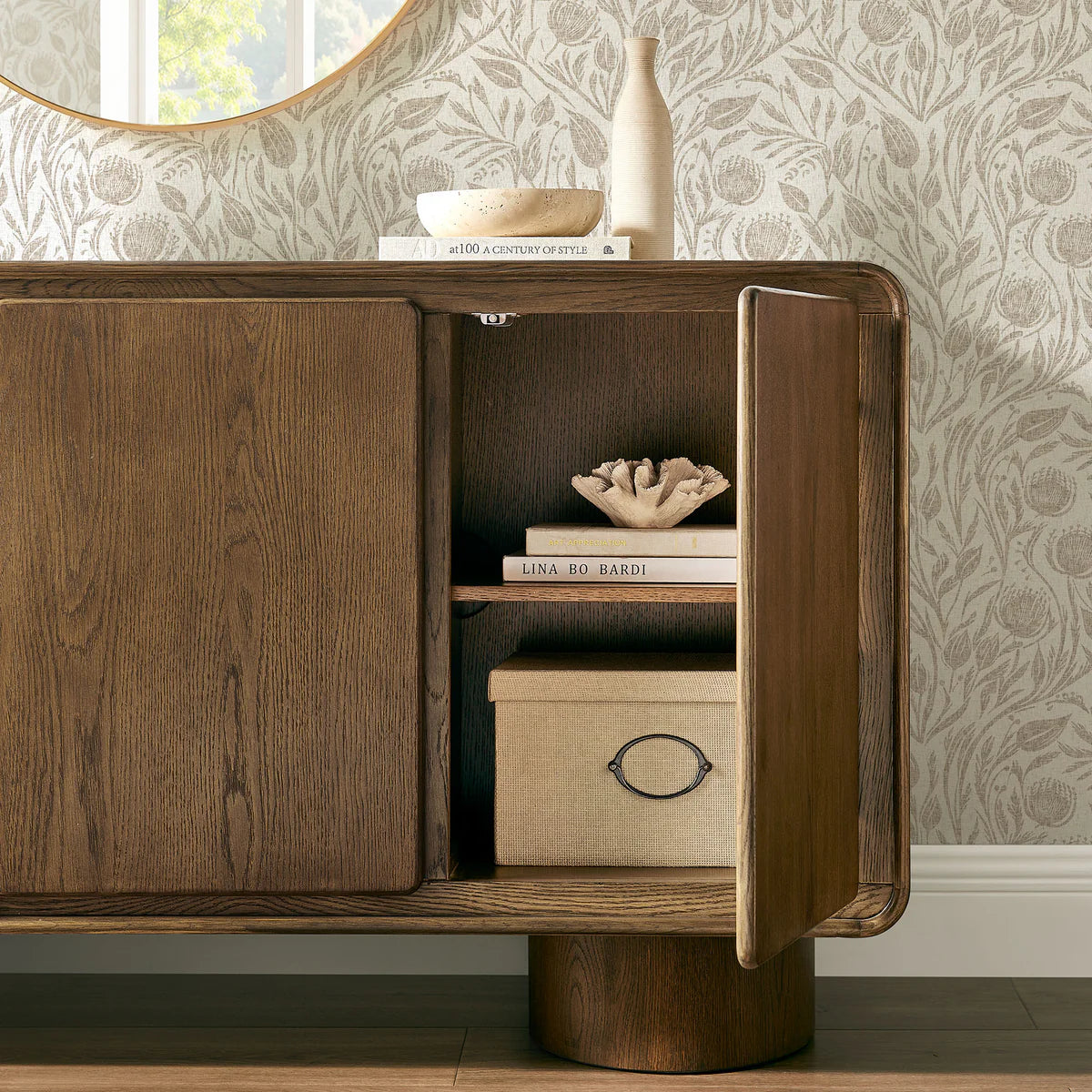 Lumo Modern Curved Edge 3‑Door Cabinet