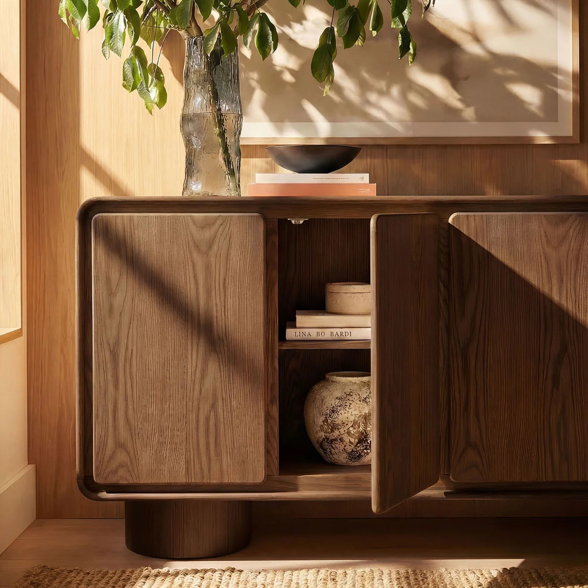 Lumo Modern Curved Edge 4‑Door Cabinet
