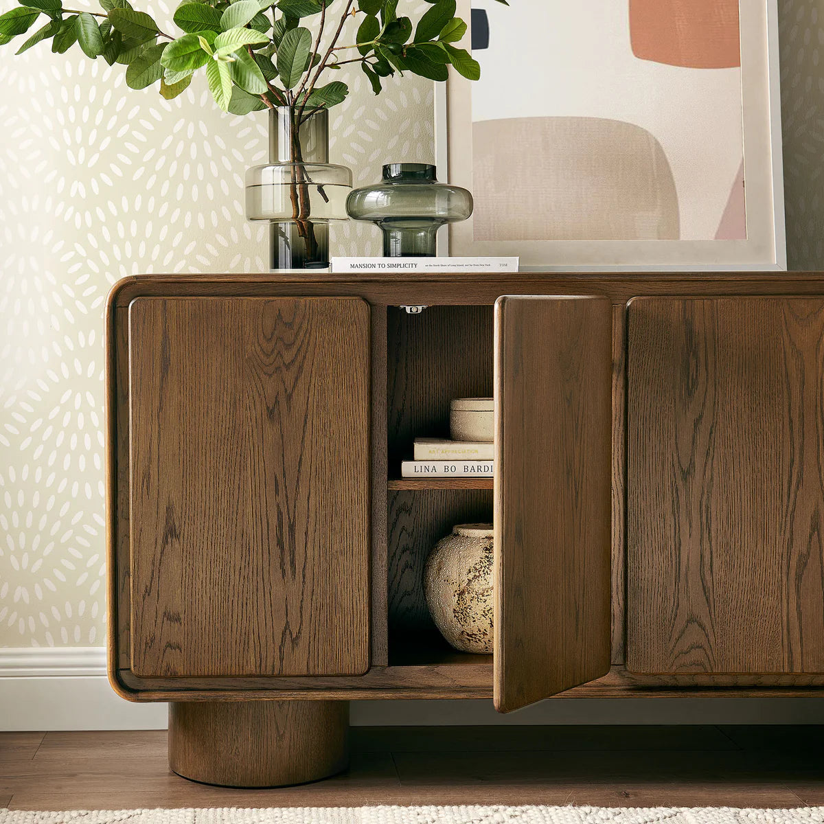 Lumo Modern Curved Edge 4‑Door Cabinet