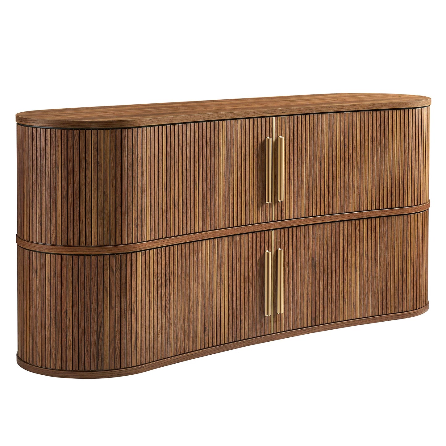 Radcliffe 63" Curved Fluted Sideboard Buffet Cabinet in Walnut