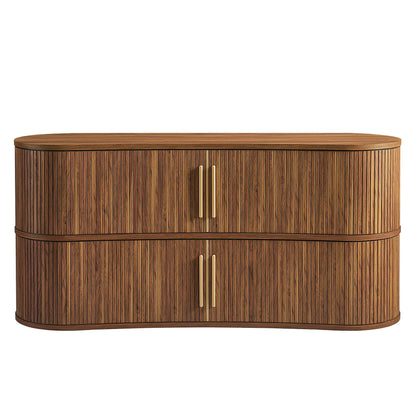 Radcliffe 63" Curved Fluted Sideboard Buffet Cabinet in Walnut