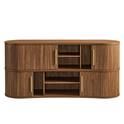 Radcliffe 63" Curved Fluted Sideboard Buffet Cabinet in Walnut