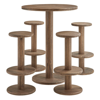 Neo 5-Piece Round Indoor - Outdoor Round Patio Bar Table And Stool Set
